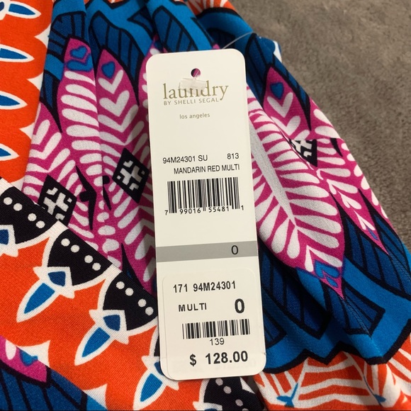 NWT LAUNDRY BY SHELLI SEGAL Mandarin Red Multi Patterned Sleeveless Wrap Dress 0 - Picture 10 of 15